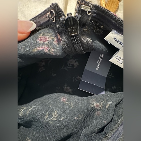 American Eagle NWT strapless black floral jumpsuit wide leg size small - Picture 10 of 13